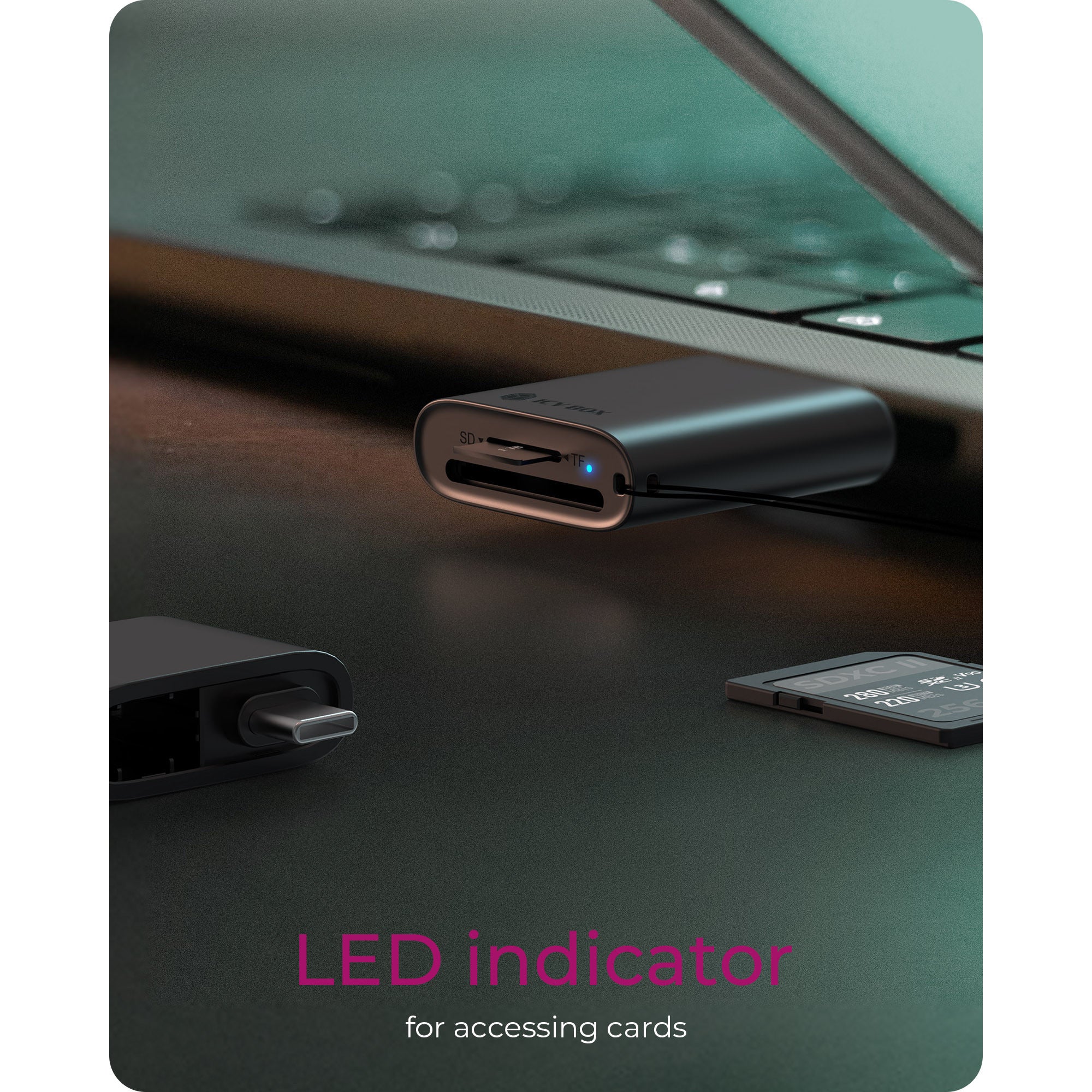 Icy box ib-cr204-cu3 2-in-1 kaartlezer (zwart)