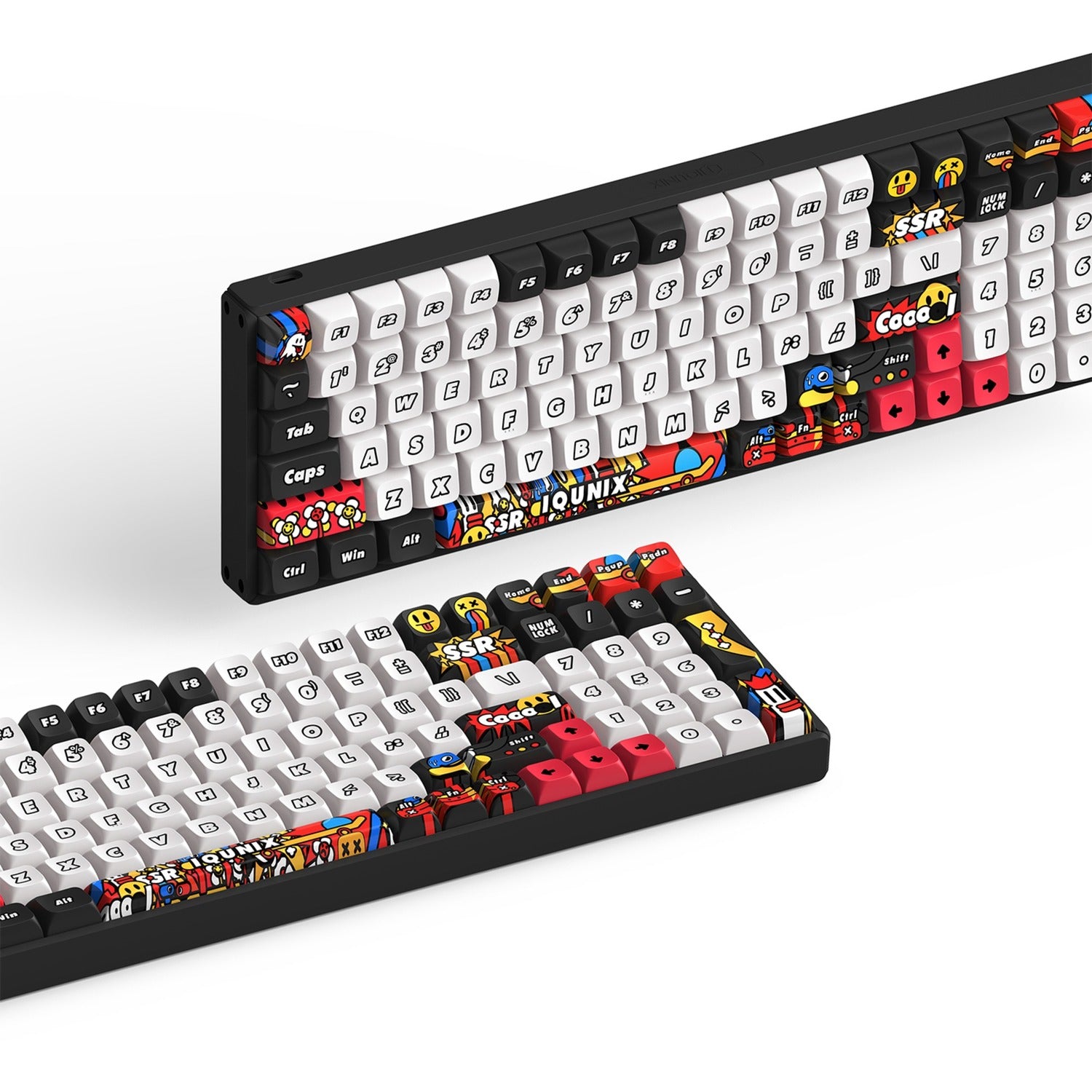 Iqunix f97 graffiti diary wireless mechanical keyboard (zwart, us lay-out (qwerty), cherry mx red, 96%, rgb leds, hot-swappable, pbt, 2.4ghz | bluetooth 5.1 | usb-c)