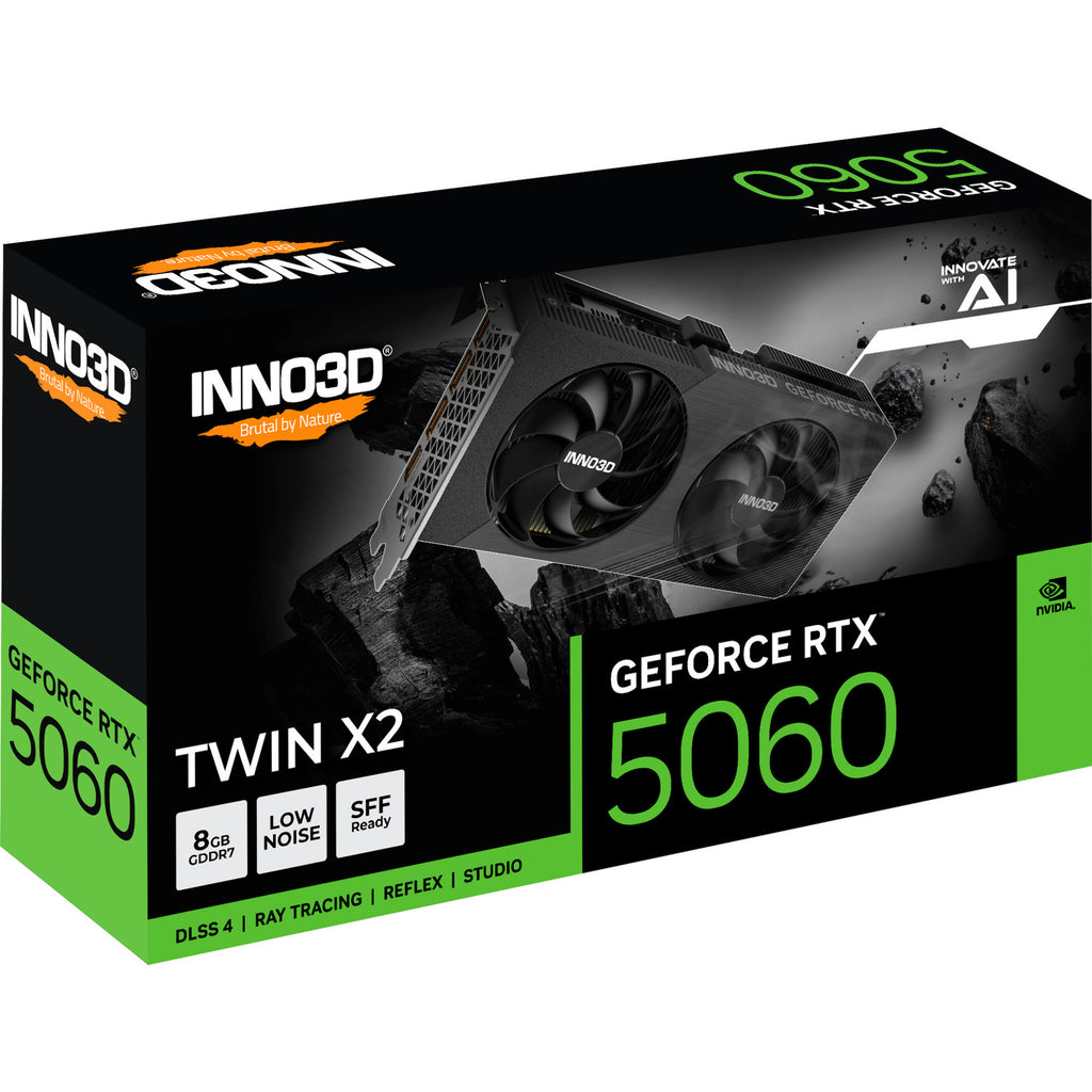 Inno3d geforce rtx 5060 twin x2 8gb grafische kaart (dlss 4, 3x displayport, 1x hdmi 2.1)