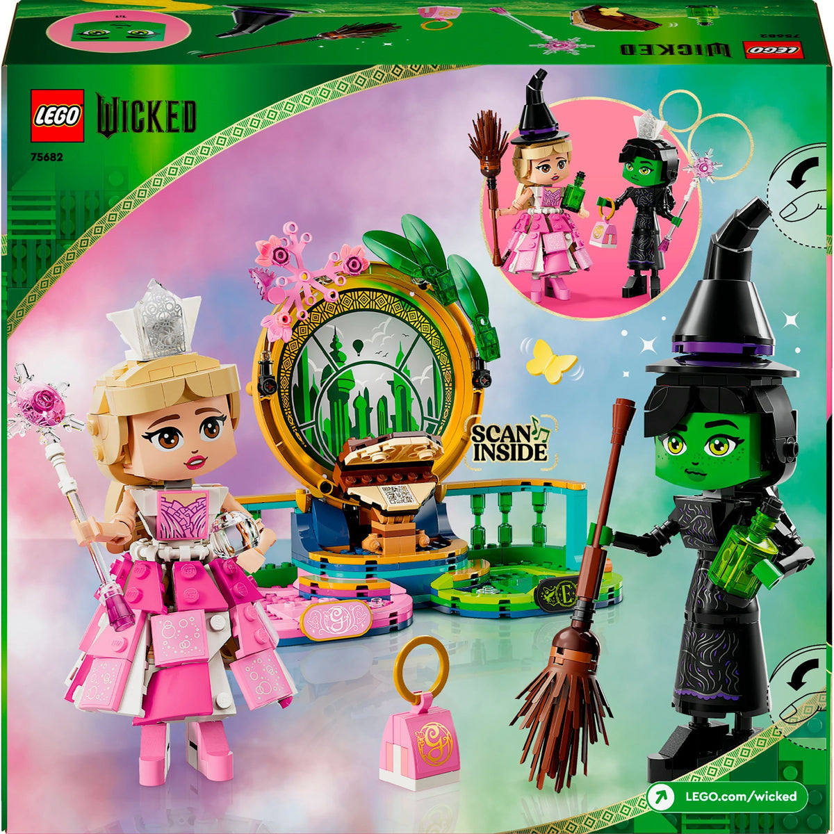 Lego wicked elphaba en glinda figuren, bouwbare speelgoed poppetjes van personages 75682