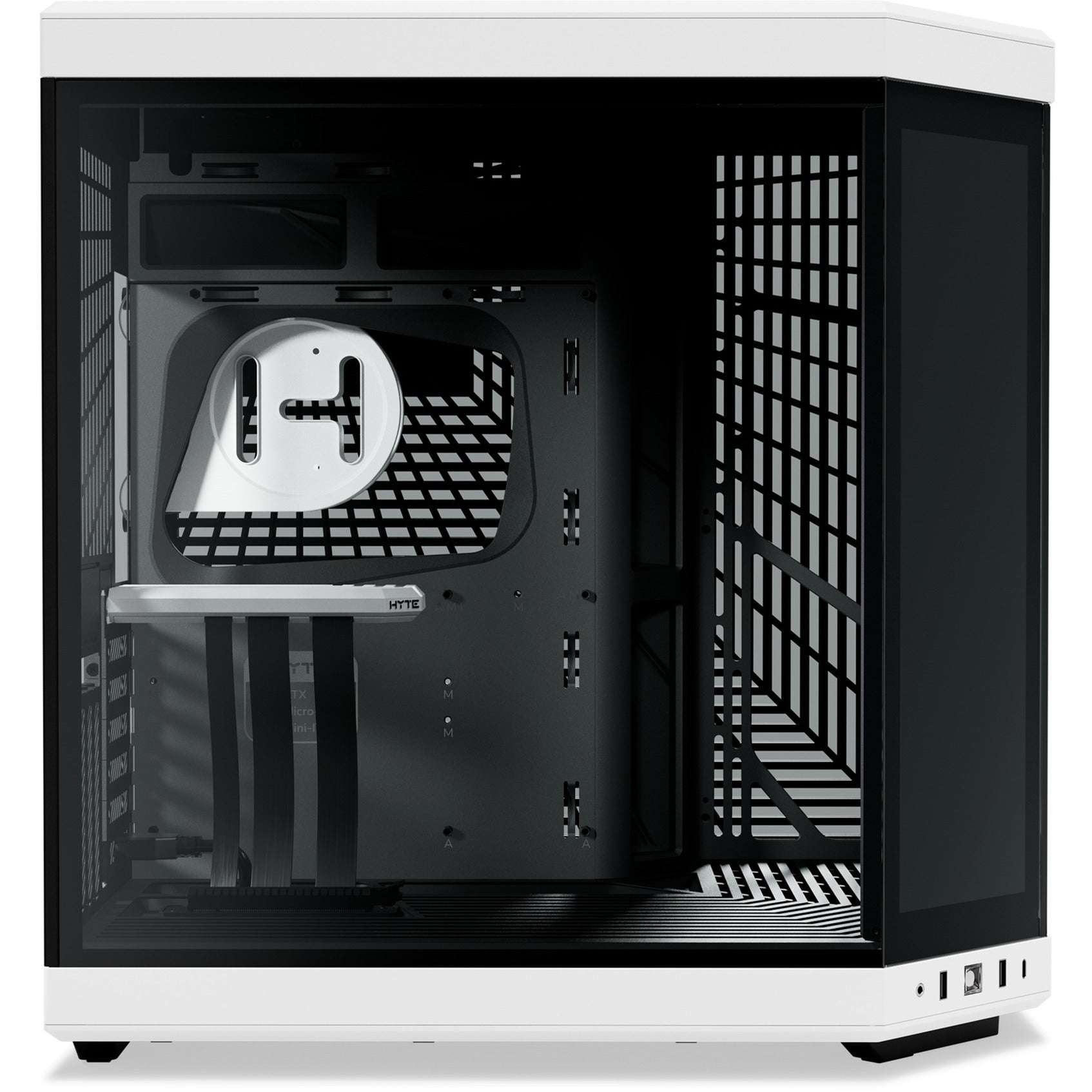 Hyte y70 touch infinite midi tower behuizing (wit zwart | 2x usb-a | 1x usb-c | tempered glass)