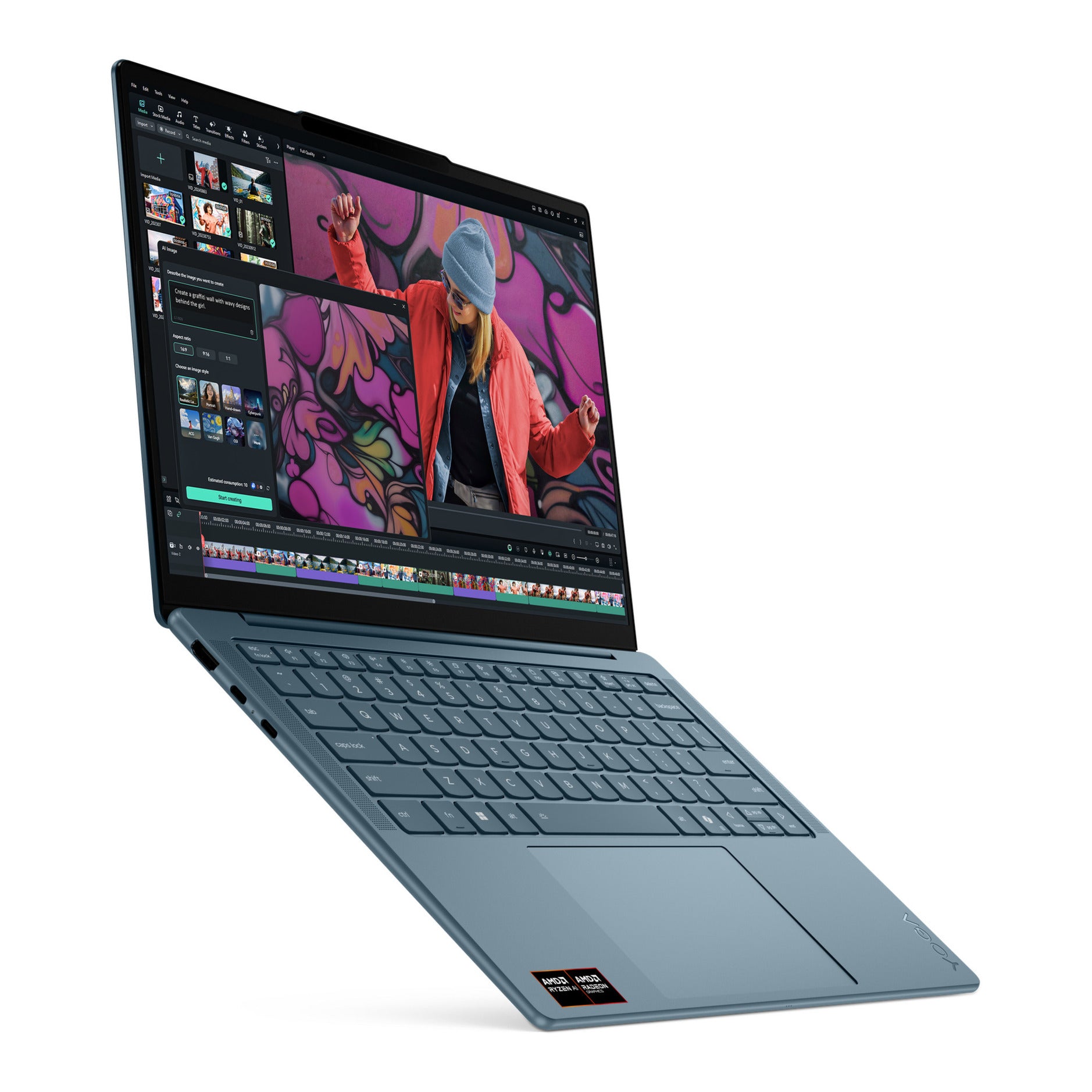 Lenovo yoga slim 7 14akp10 (83jy0083mh) 14 copilot+ laptop (blauwgroen | ryzen ai 7 350 | radeon 860m | 16 gb | 512 gb ssd)