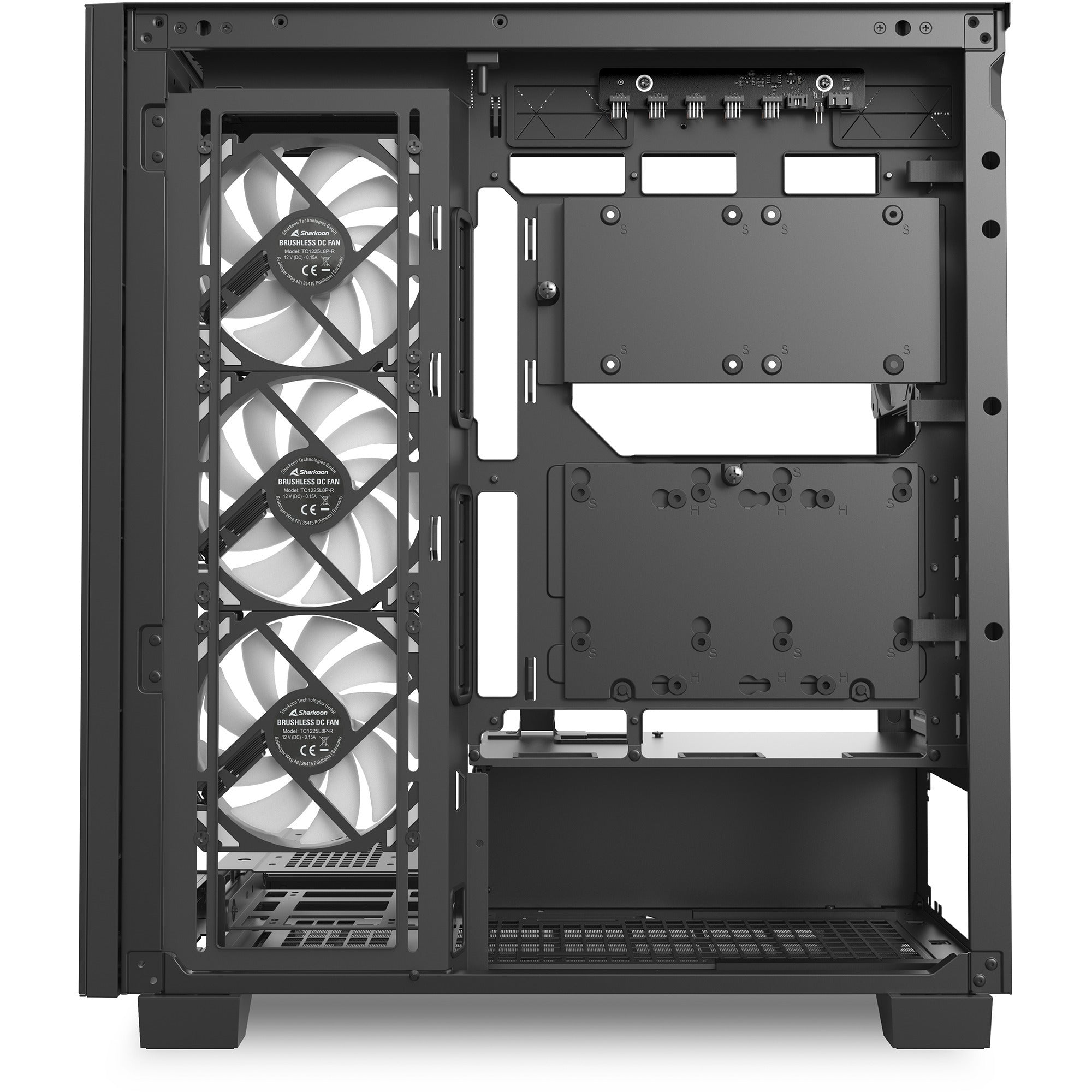 Sharkoon elite shark ca500 midi tower behuizing (zwart | 2x usb-a | 1x usb-c | rgb | tempered glass)