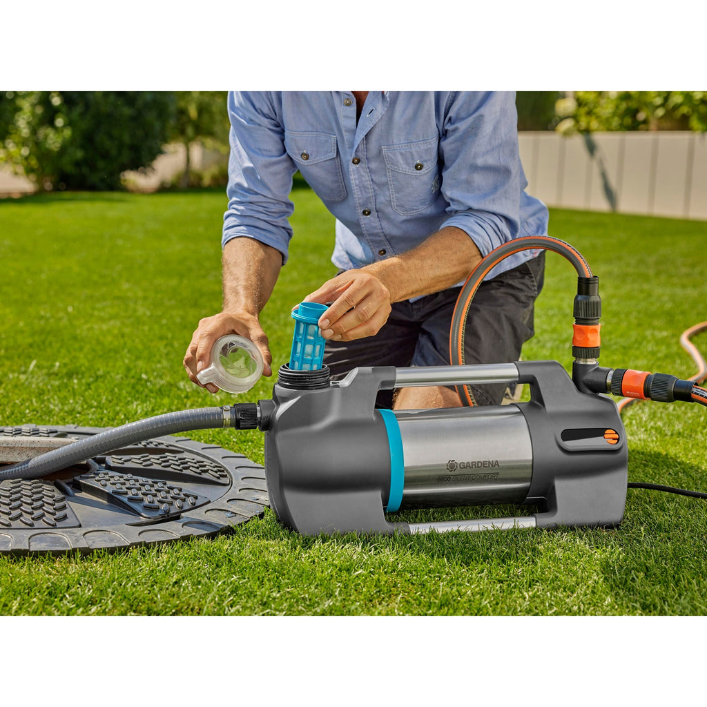 Gardena besproeiingspomp 6500 silentcomfort (donkergrijs roestvrij staal, 1300 watt | bluetooth)