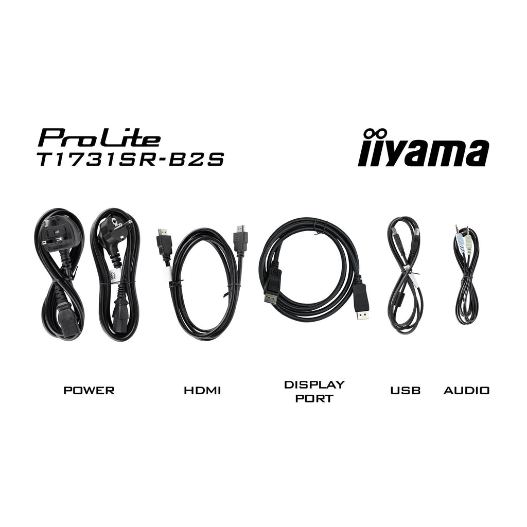 Iiyama prolite t1731sr-b2s 17 touchscreen monitor (zwart, vga, hdmi, displayport, audio, touch)