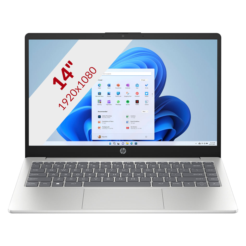 Hp 14-em0065nd (bn6k7ea) 14 laptop (zilver | ryzen 5 7520u | radeon 610m | 16 gb | 512 gb ssd)