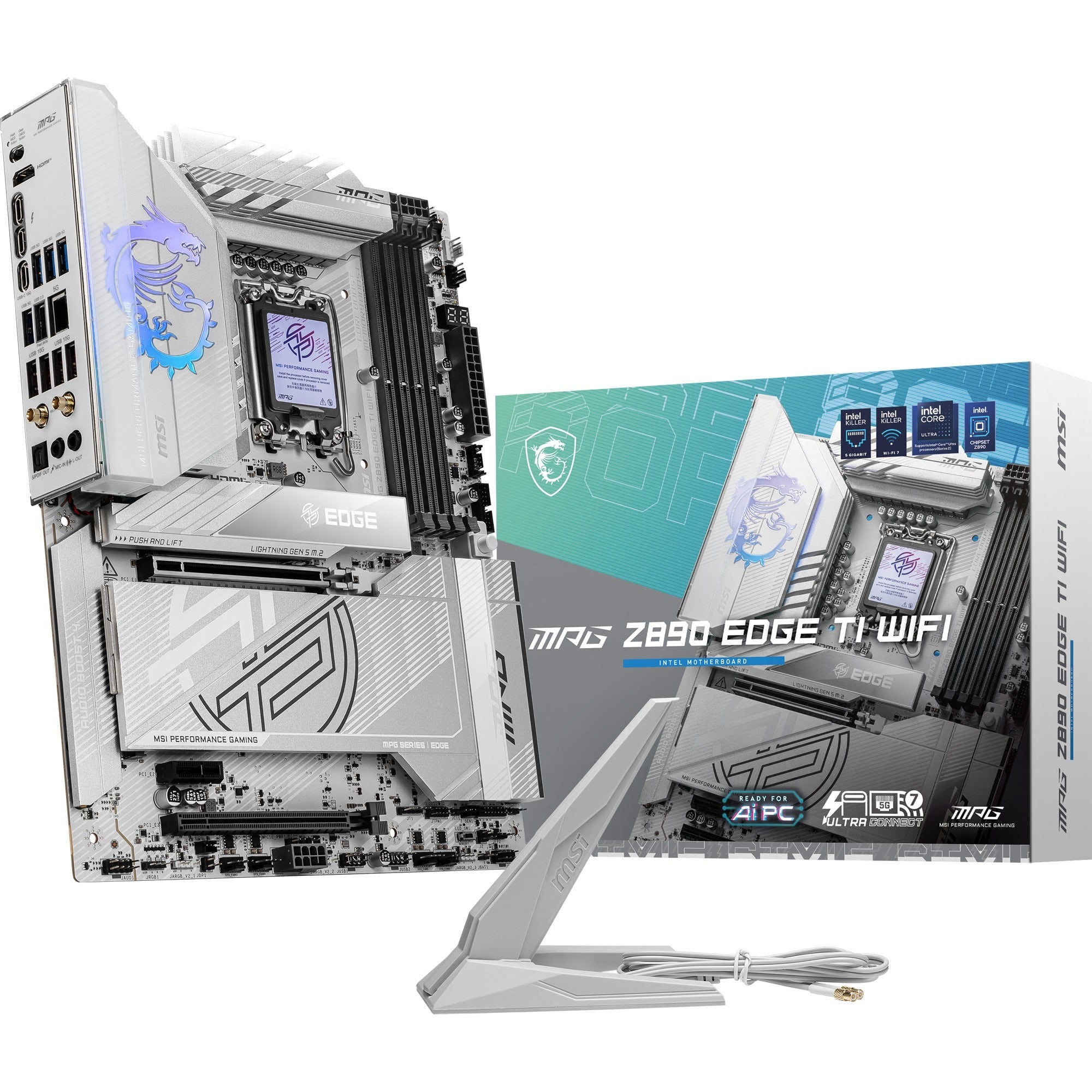 Msi mpg z890 edge ti wifi socket 1851 moederbord (raid, 5gb-lan, wlan, bt, sound, atx)