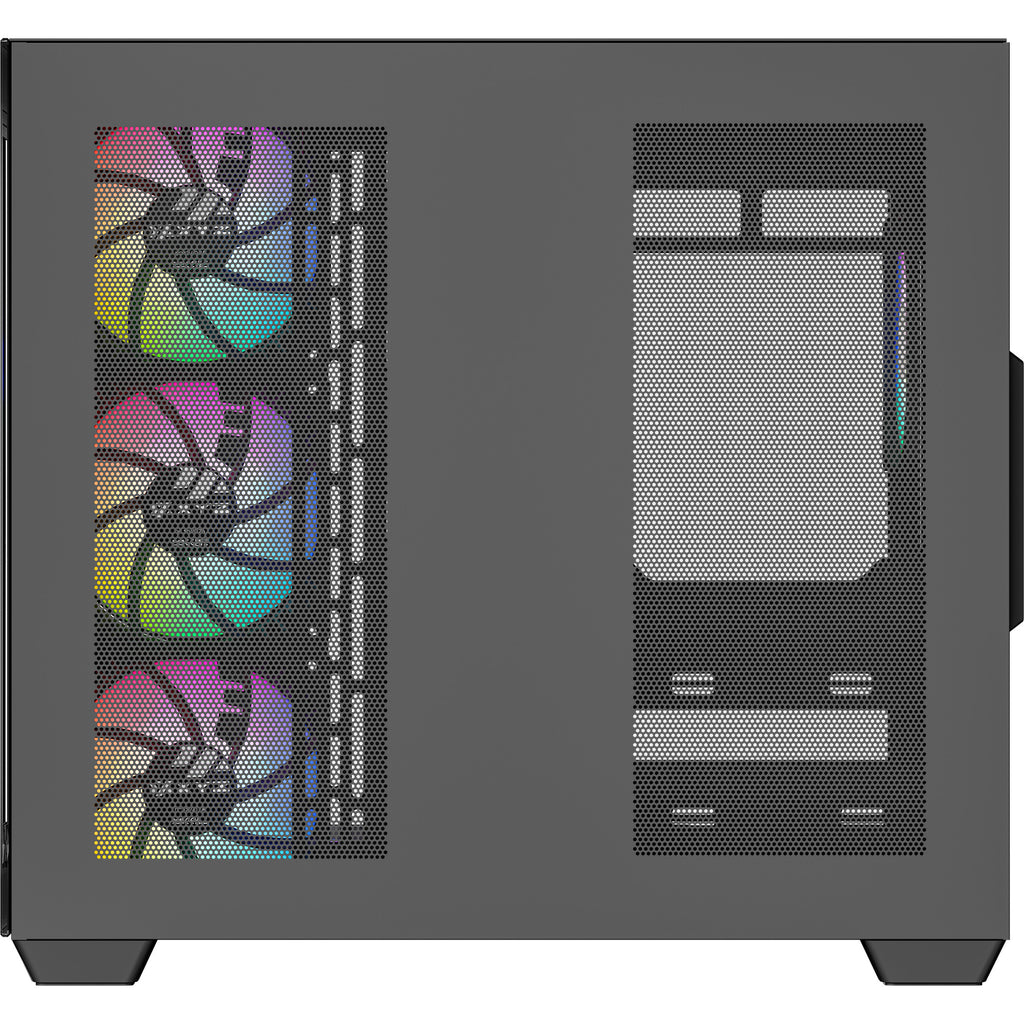 Xyz pc gear tesseract x midi tower behuizing (zwart | 2x usb-a | 1x usb-c | tempered glass)