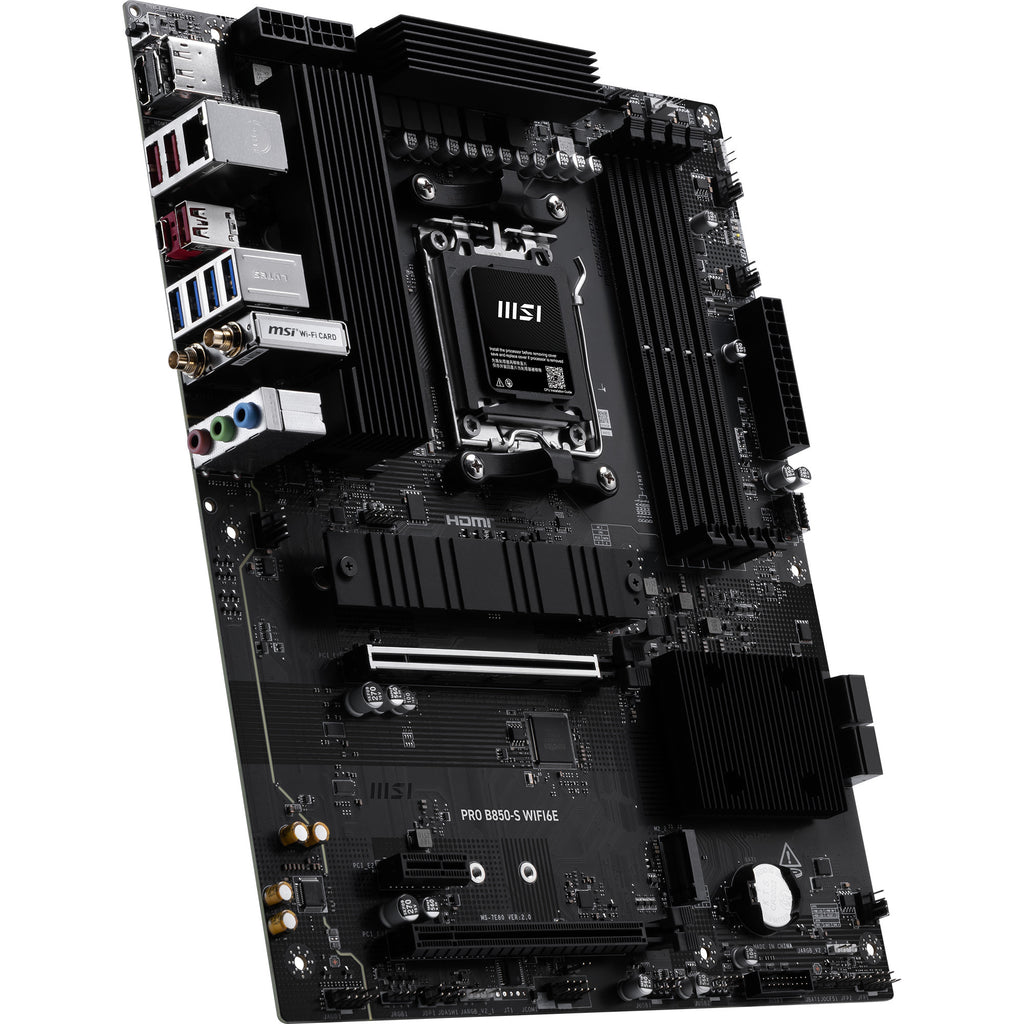 Msi pro b850-s wifi6e socket am5 moederbord (zwart zilver, raid, 2.5gb-lan, wi-fi 6e, bt 5.3, sound, atx)