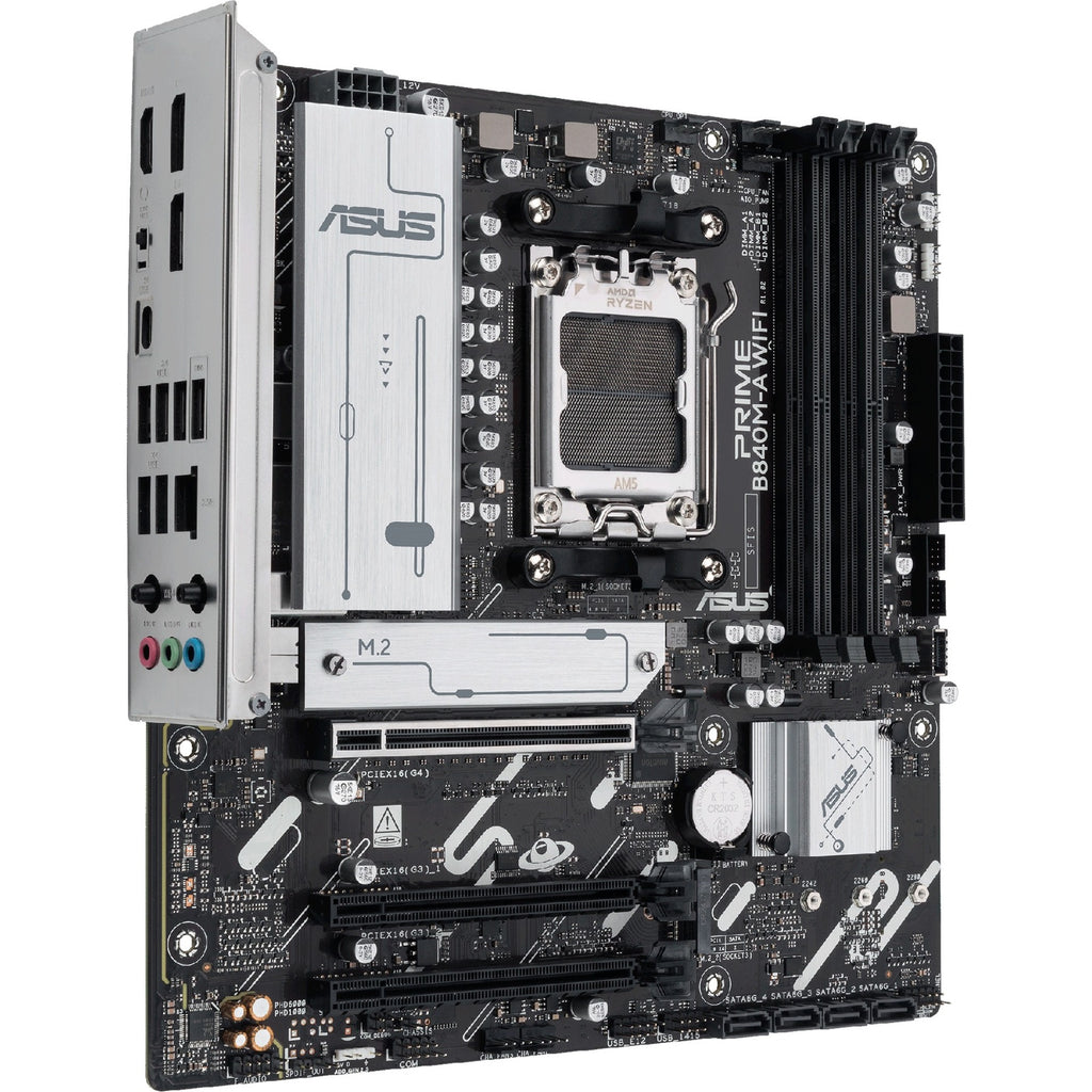 Asus prime b840m-a wifi socket am5 moederbord (2.5 gbe-lan, wi-fi 6e, bt, sound, µatx)