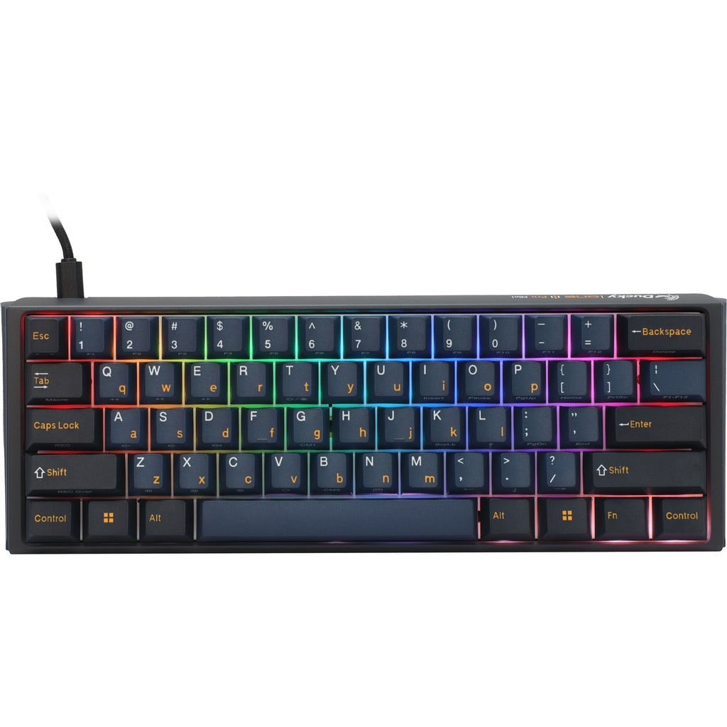 Ducky one 3 pro mini, gaming toetsenbord (zwart, us lay-out, cherry mx2a blue, rgb led, double-shot pbt, quack mechanics, 60%, hot swap)