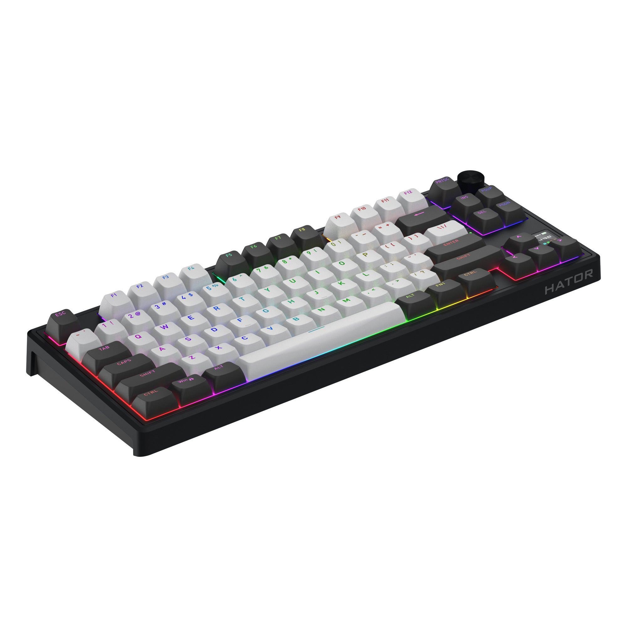 Hator skyfall pro wireless rgb mechanisch gaming toetsenbord (zwart, us lay-out (qwerty), hator aurum vanilla silent, 80% (tkl), rgb, double-shot pbt, hot-swap, 2.4ghz | bluetooth | usb-c)