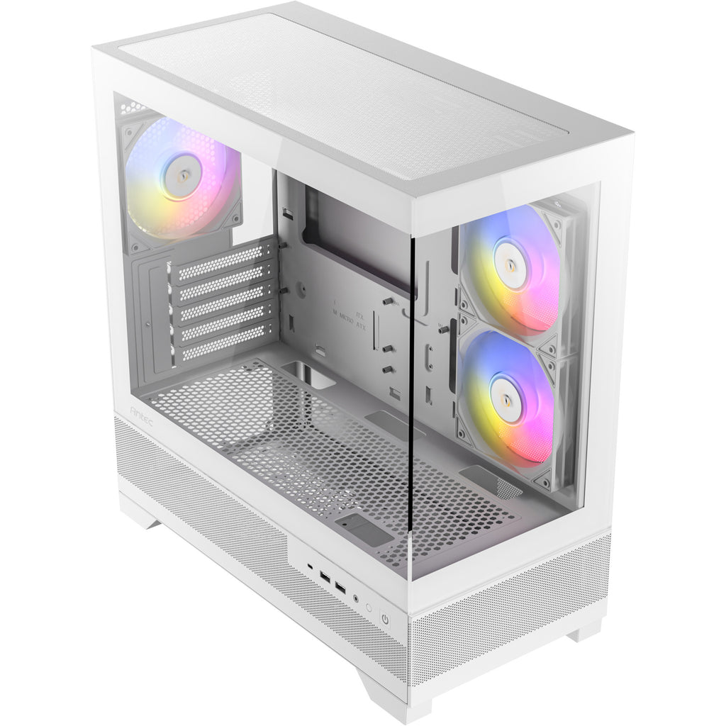 Antec cx500m argb mini tower behuizing (wit | 2x usb-a | 1x usb-c | tempered glass)