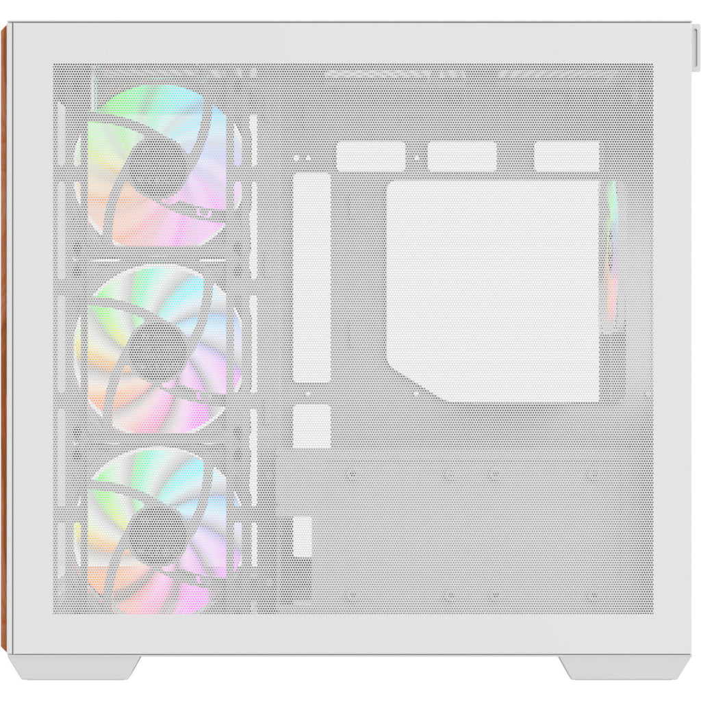 Thermaltake view 380 ws argb snow midi tower behuizing (wit houtkleur | 2x usb-a | 1x usb-c | rgb | tempered glass)