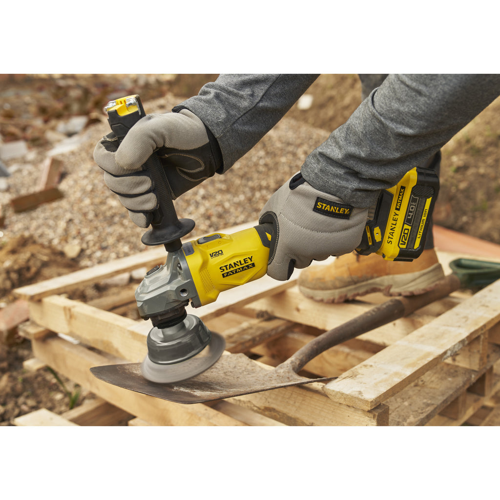 Stanley fatmax v20 18v haakse slijper 125mm (zwart geel, accu en oplader inbegrepen, met koffer)