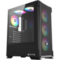 Xyz pc gear airone 300-x mesh midi tower behuizing (zwart | 1x usb-a | 1x usb-c | tempered glass)