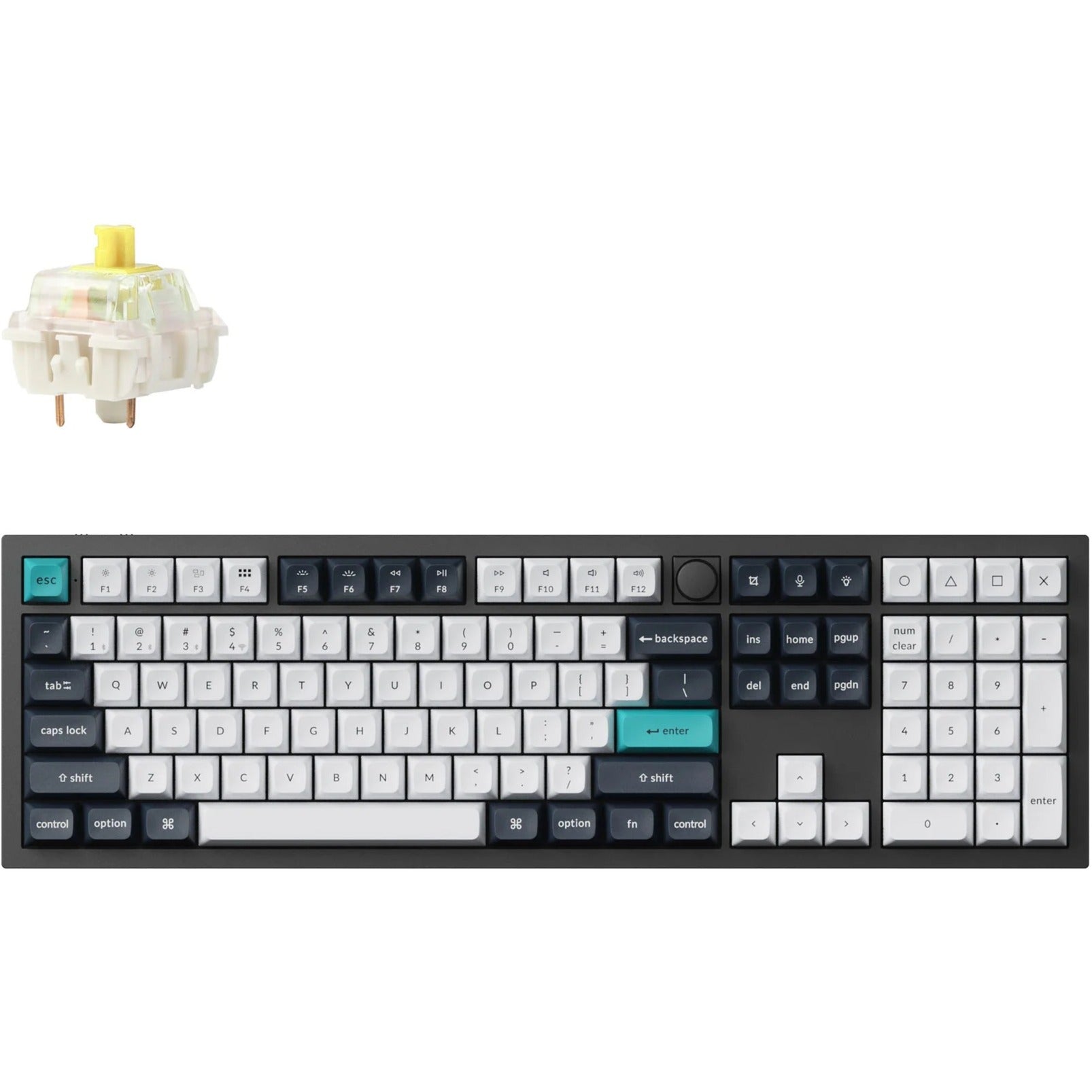 Keychron q6 max-m4 rgb mechanisch toetsenbord (zwart, us lay-out (qwerty), gateron jupiter banana, 100%, rgb leds, ksa double-shot pbt, hot swap, knob, 2.4ghz | bluetooth 5.1 | usb-c)