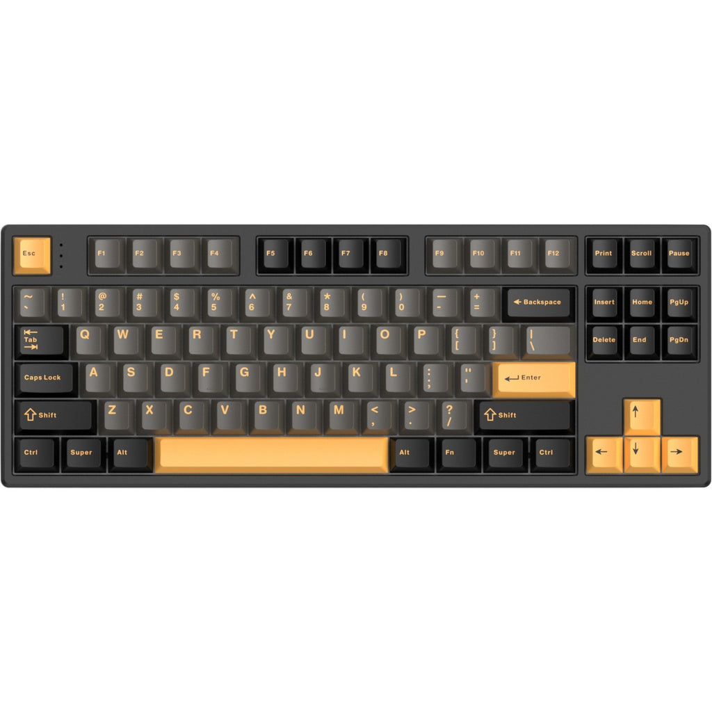 Helloganss hs87t gg01, toetsenbord (wit, us lay-out, gateron yellow, tkl, rgb leds, pbt doubleshot keycaps, hot swap, 2,4 ghz bluetooth usb-c)