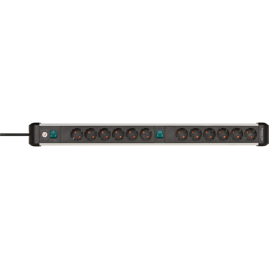 Brennenstuhl premium-alu-line stekkerdoos 12-voudig stekkerdoos (zwart zilver)