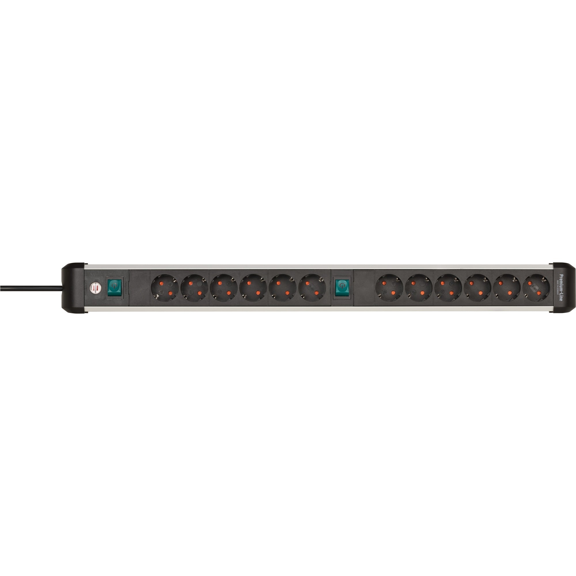 Brennenstuhl premium-alu-line stekkerdoos 12-voudig stekkerdoos (zwart zilver)