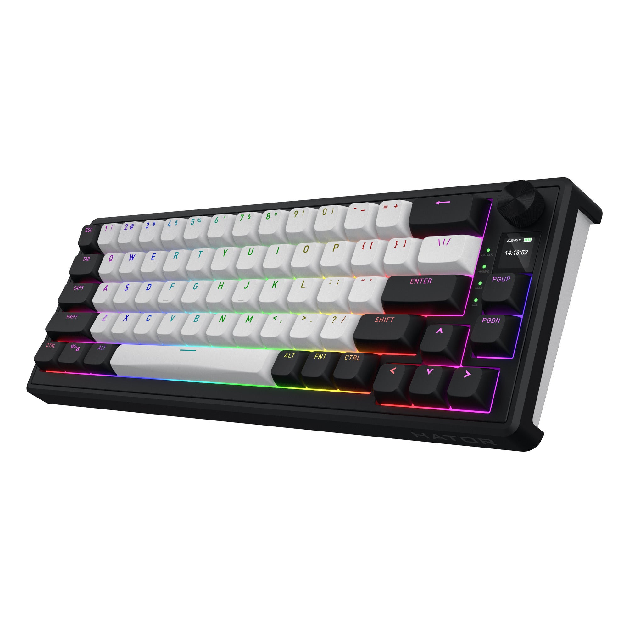 Hator skyfall mag ultima 8k wireless rgb mechanisch gaming toetsenbord (zwart, us lay-out (qwerty), hator aurum ice, 65%, rgb, double-shot pbt, hot-swap, 2.4ghz | bluetooth | usb-c)