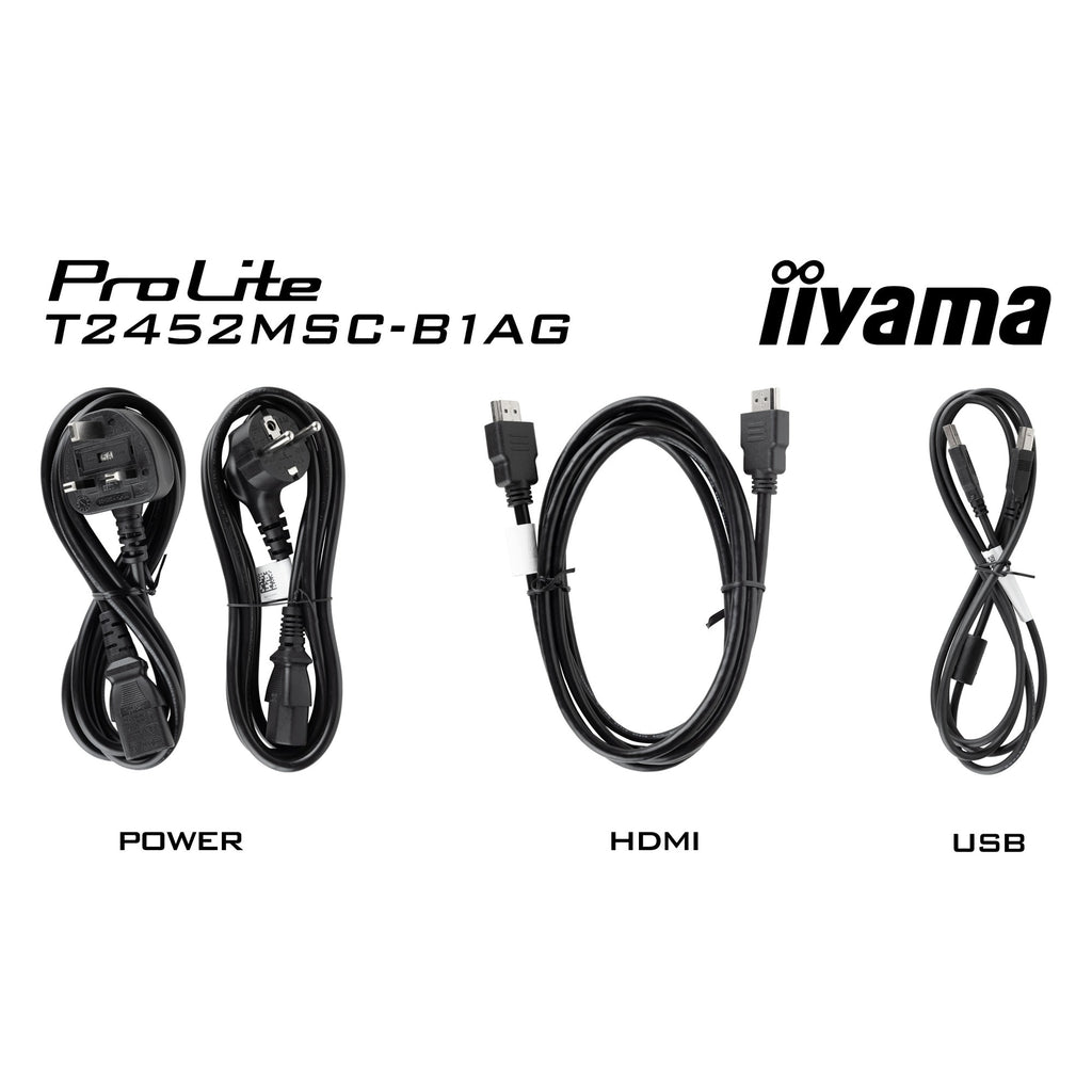 Iiyama prolite t2452msc-b1ag 23.8 touchscreen monitor (zwart, hdmi, displayport, 2x usb-a)