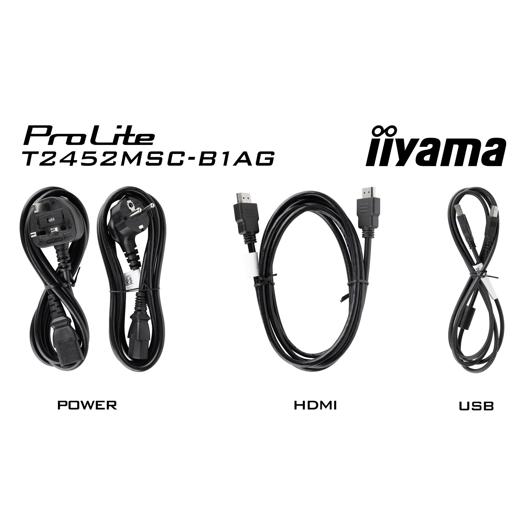 Iiyama prolite t2452msc-b1ag 23.8 touchscreen monitor (zwart, hdmi, displayport, 2x usb-a)
