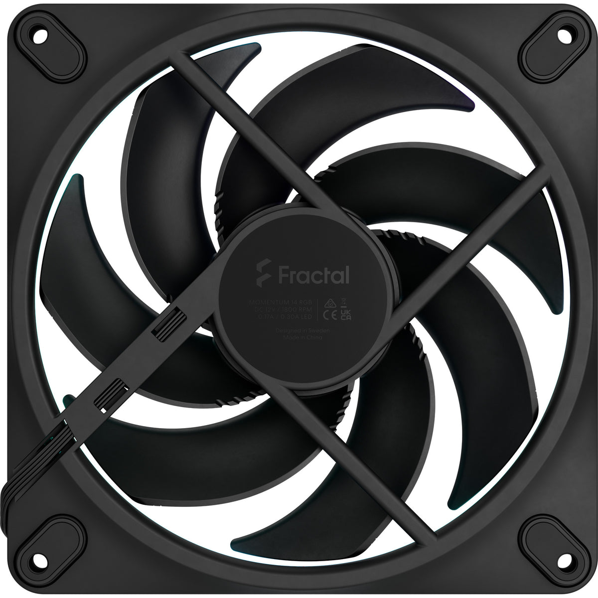 Fractal design momentum 14 rgb case fan (zwart, 140 x 140 x 25 mm, pwm)