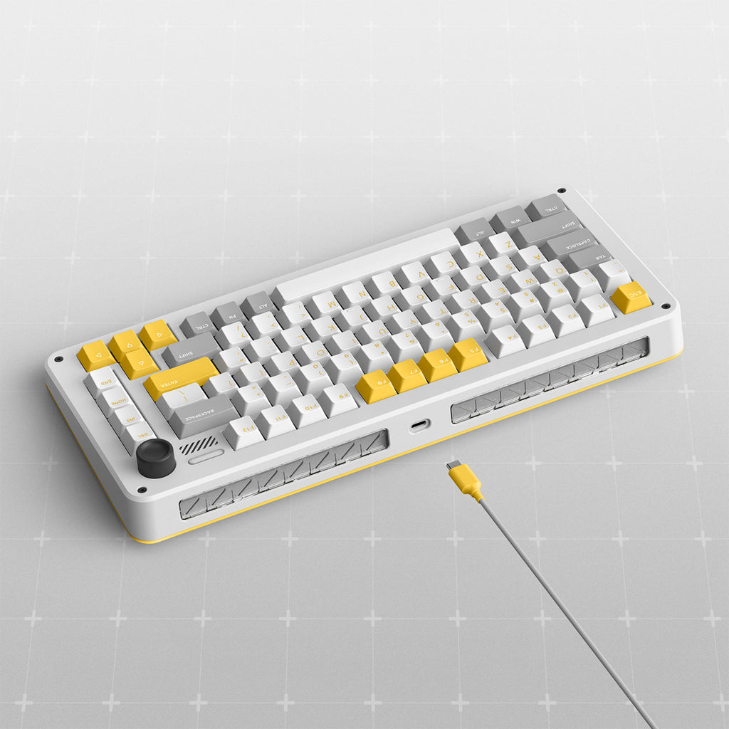 Ty iqunix zx75 gravi wave wireless mechanical keyboard (grijs, us lay-out (qwer), gateron red, 75%, rgb leds, hot-swappable, double-shot pbt, 2.4ghz | bluetooth 5.1 | usb-c)
