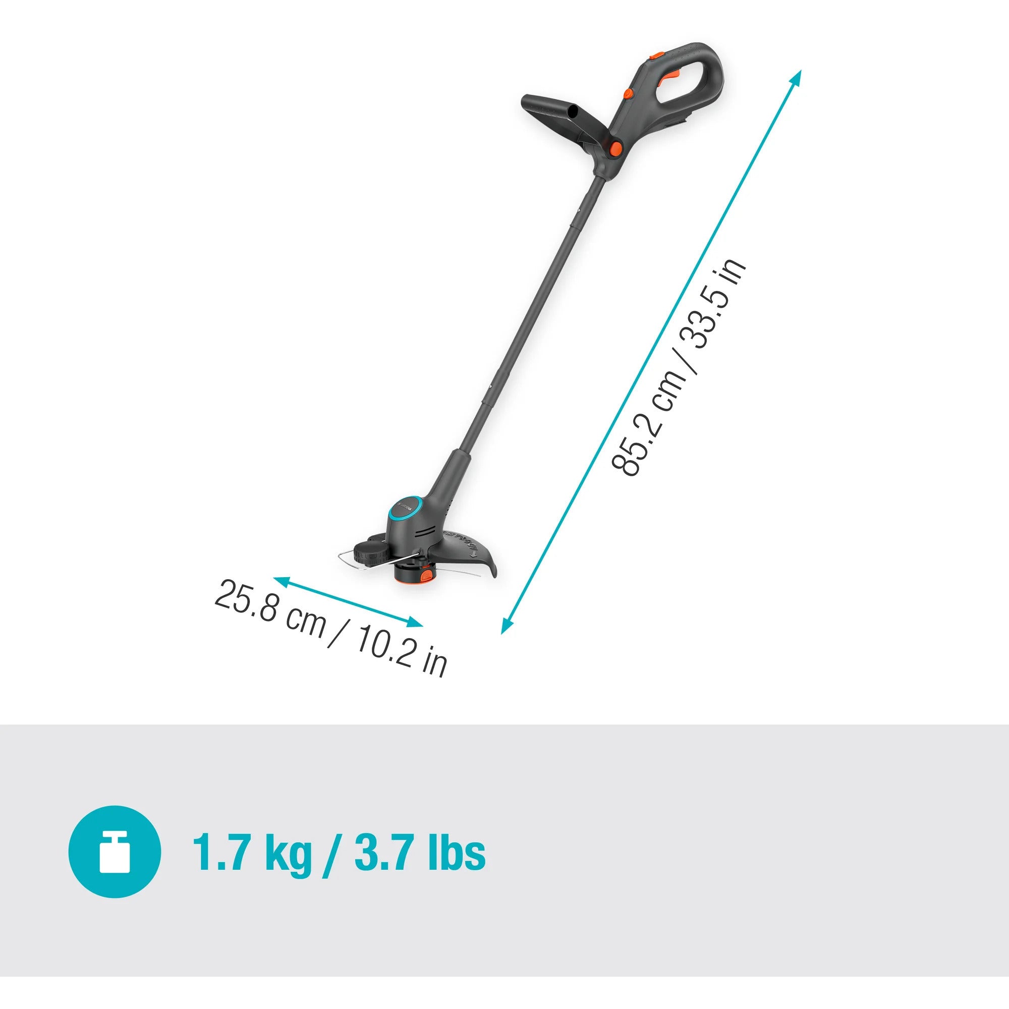 Gardena gazontrimmer easytrim 25 18v grastrimmer (grijs turquoise, accu en oplader niet inbegrepen)