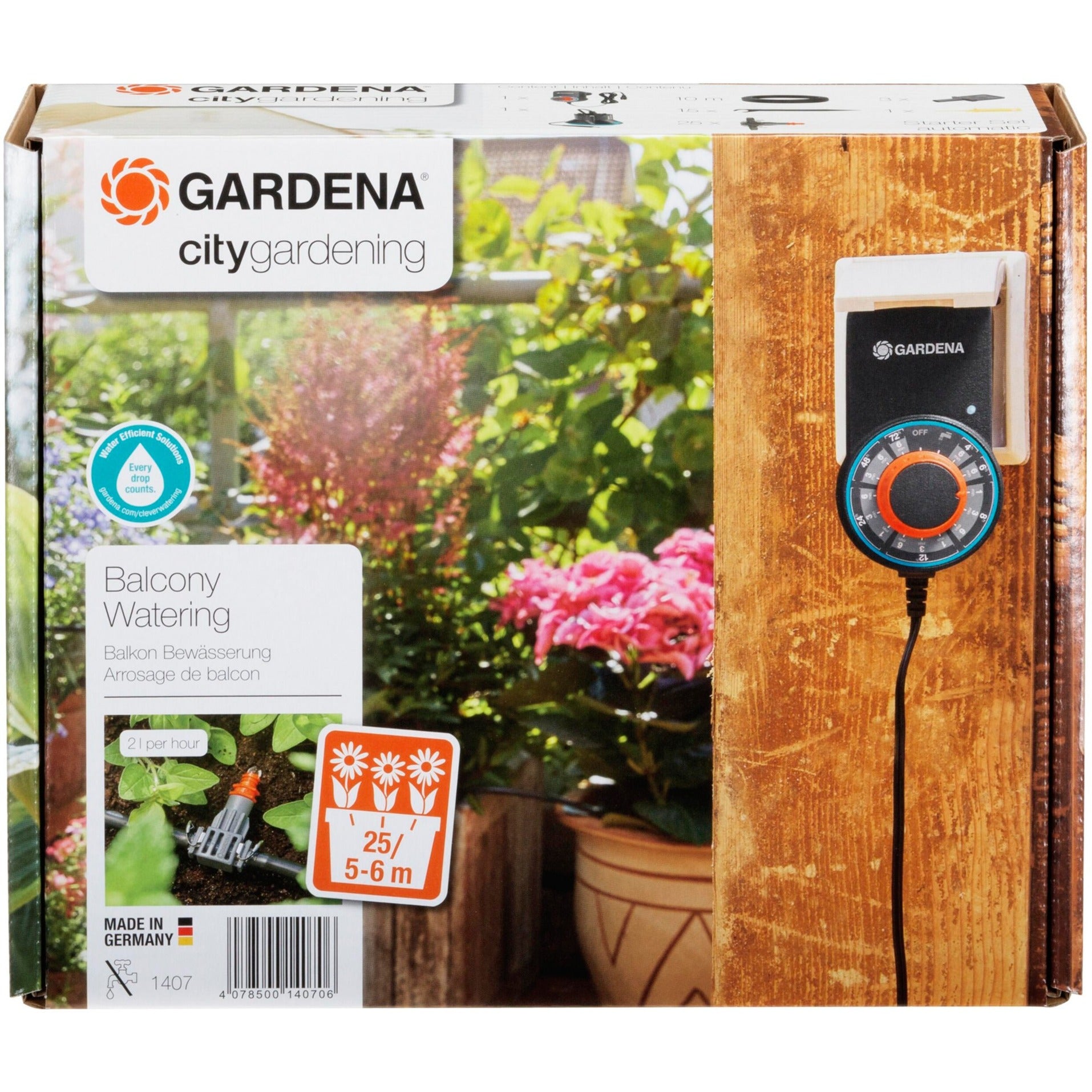 GARDENA Set für die vollautomatische Reinigung von Blumenkästen
