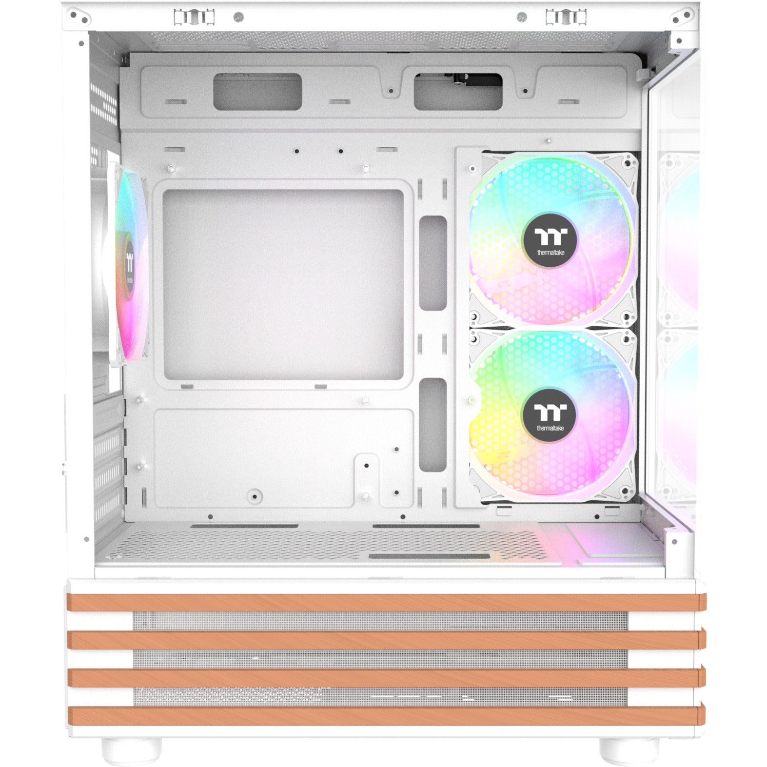 Thermaltake view 170 ws argb mini tower behuizing (wit houtkleur | 2x usb-a | rgb | tempered glass)