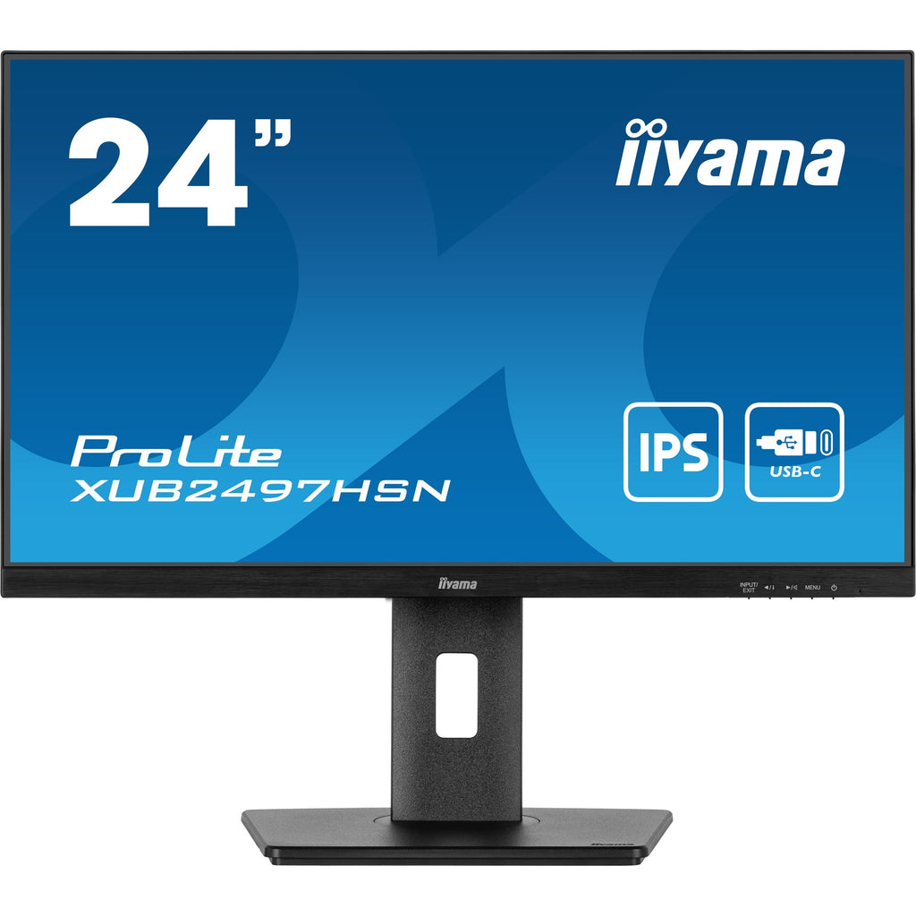 Iiyama prolite xub2497hsn-b2 23.8 monitor (zwart, hdmi, displayport, 3x usb-a, usb-c, rj-45)