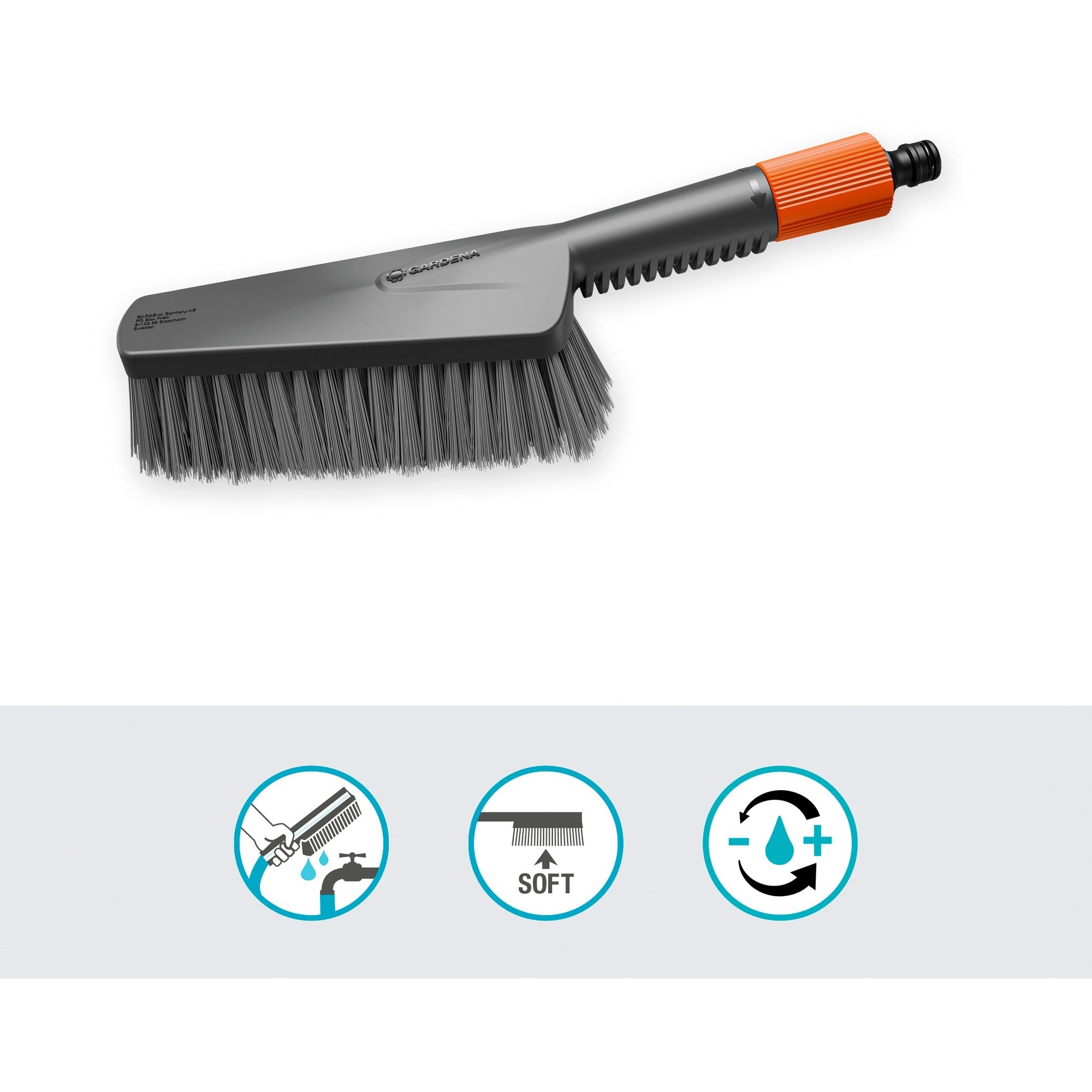 Gardena cleansystem handborstel m soft, met slangaansluiting wasborstel (grijs, 18841-20)