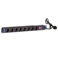 Dsi 19 inch 8 voudige stekkerdoos met schakelaar stekkerdoos (zwart, voor 8 stekkers)