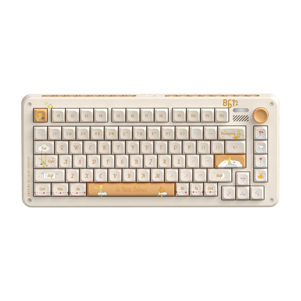 Iqunix zx75 sunset ponder wireless mechanical keyboard (lichtgeel, us lay-out (qwerty), iqunix little prince, 75%, rgb leds, hot-swappable, double-shot pbt, 2.4ghz | bluetooth 5.1 | usb-c)