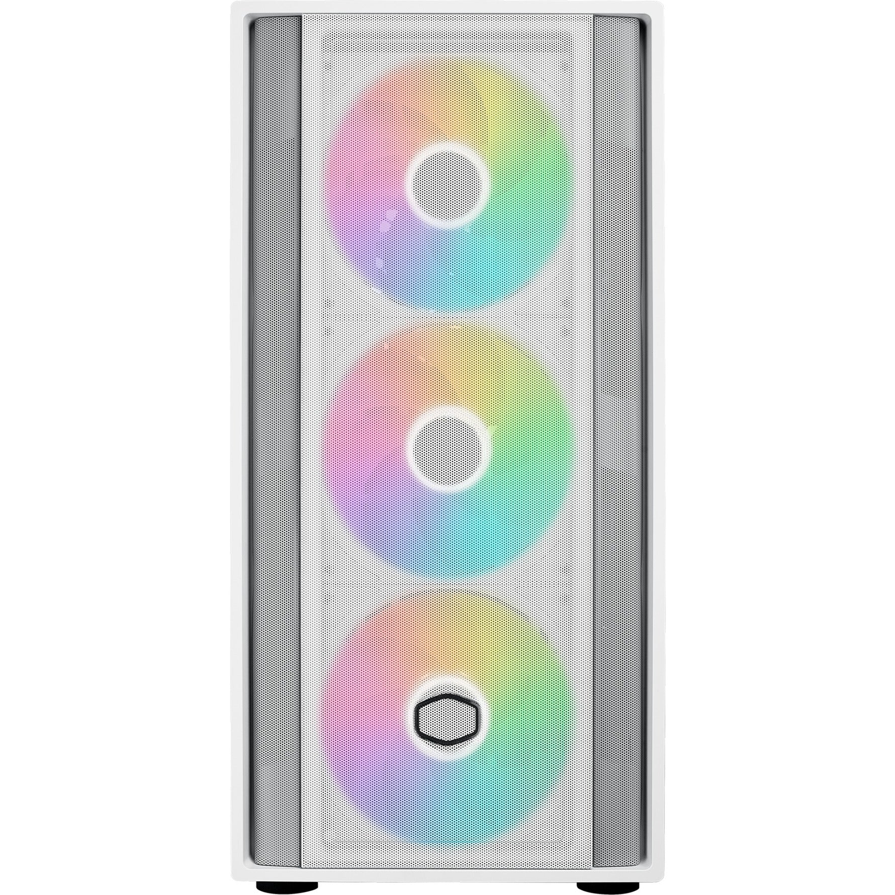 Cooler master masterbox 600 midi tower behuizing (wit | 2x usb-a | 1x usb-c | rgb | tempered glass)