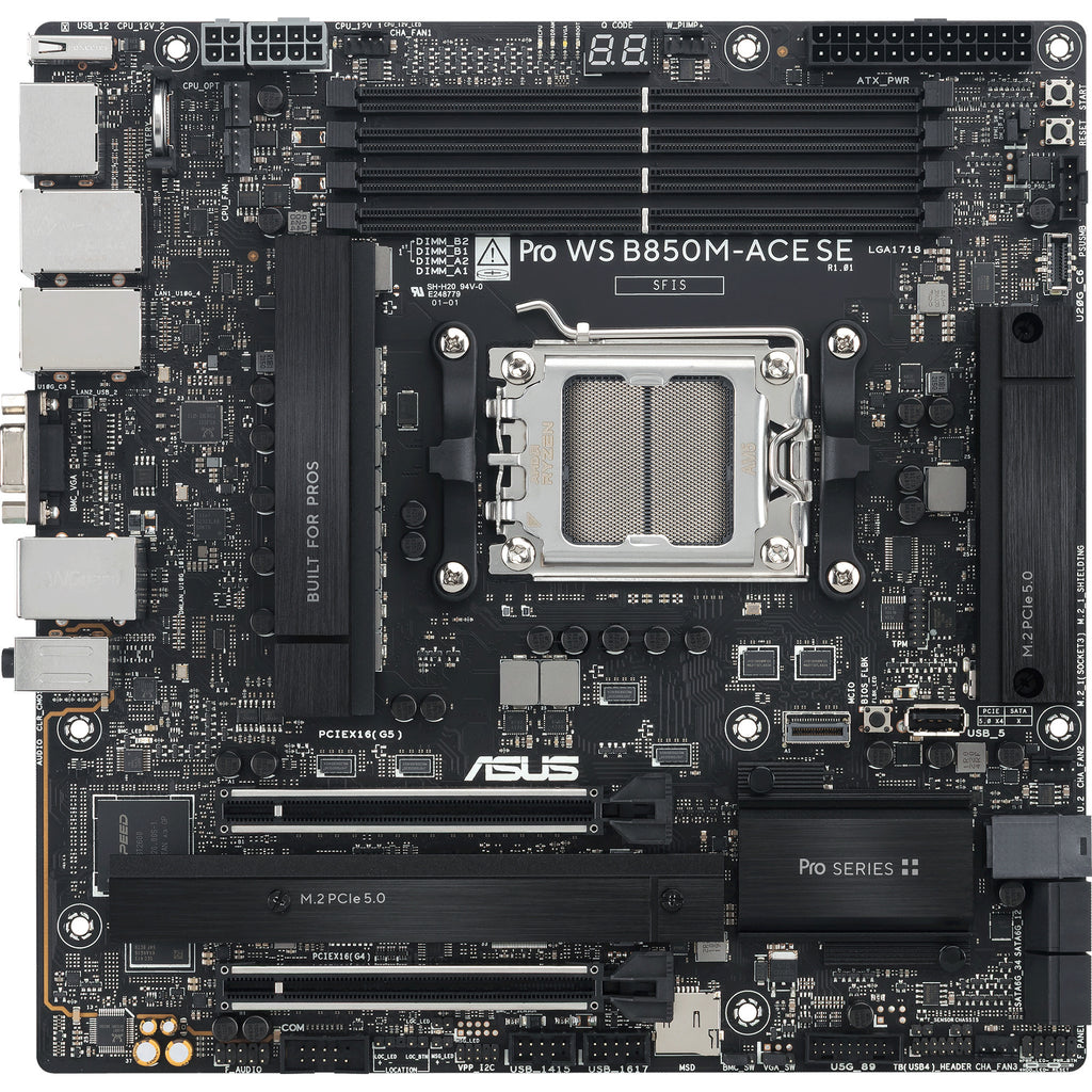 Asus pro ws b850m-ace se socket am5 moederbord (raid, 10gb-lan, sound, µatx)