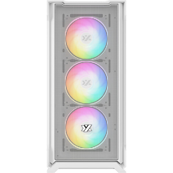 Xyz pc gear airone 300-x mesh midi tower behuizing (wit | 1x usb-a | 1x usb-c | tempered glass)