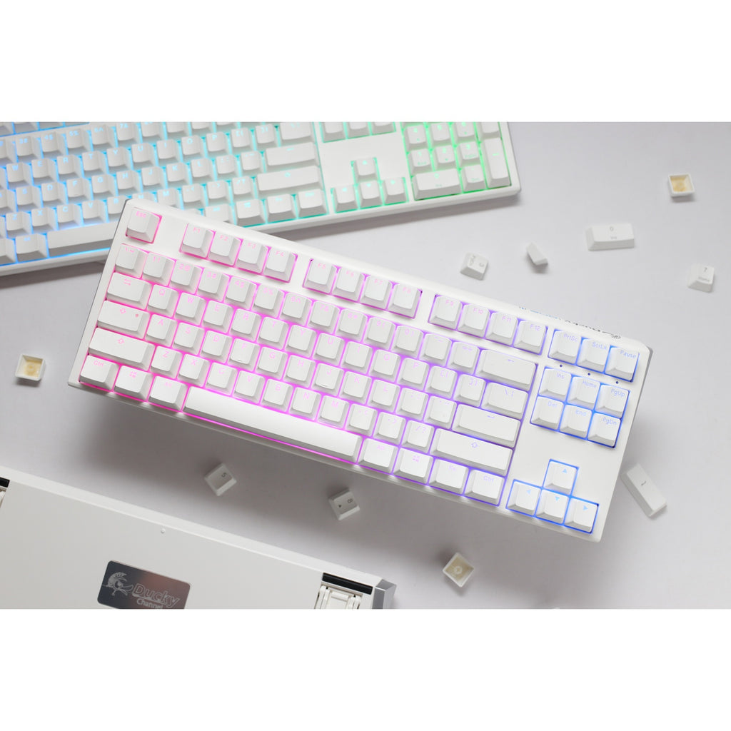 Ducky one 3 classic pure white tkl rgb mechanisch toetsenbord (wit, us lay-out (qwerty), cherry mx silent red, 80% (tkl), rgb leds, double-shot pbt, hot-swappable, quack mechanics)