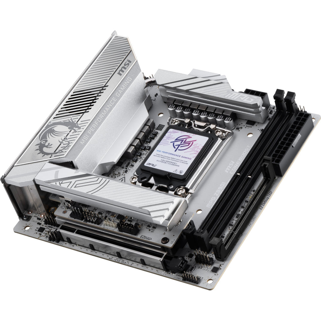 Msi mpg z890i edge ti wifi socket 1851 moederbord (wit zilver, raid, 5gb-lan, wi-fi 7, bt, sound, mini-itx)