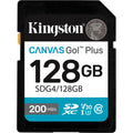 Kingston canvas go! plus sdxc 128 gb geheugenkaart (zwart, class 10, uhs-i u3, v30)