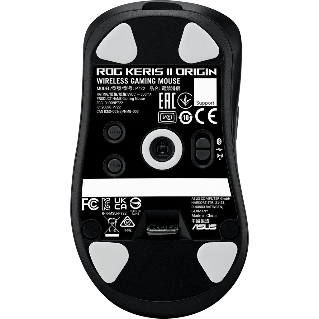 Asus rog keris ii origin gaming mouse (zwart, 42.000 dpi, rgb, usb, 2.4ghz, bluetooth)