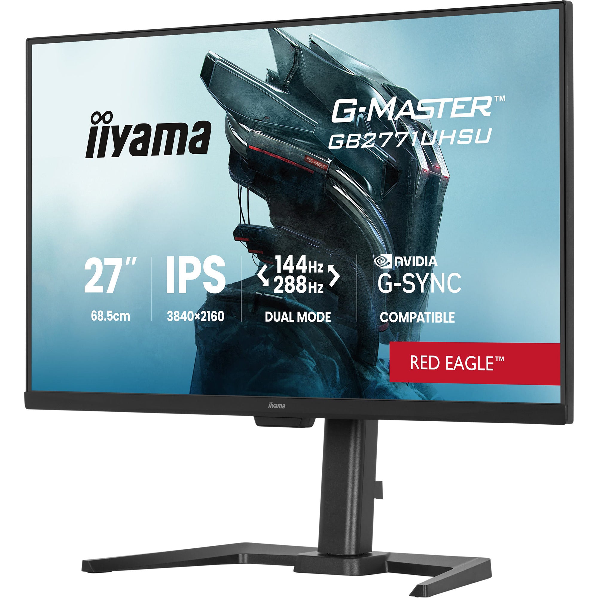 Iiyama g-master red eagle gb2771uhsu-b1 27 4k uhd gaming monitor (zwart (mat), 2x hdmi, displayport, 2x usb-a, 2x usb-c, 144 hz 288 hz)