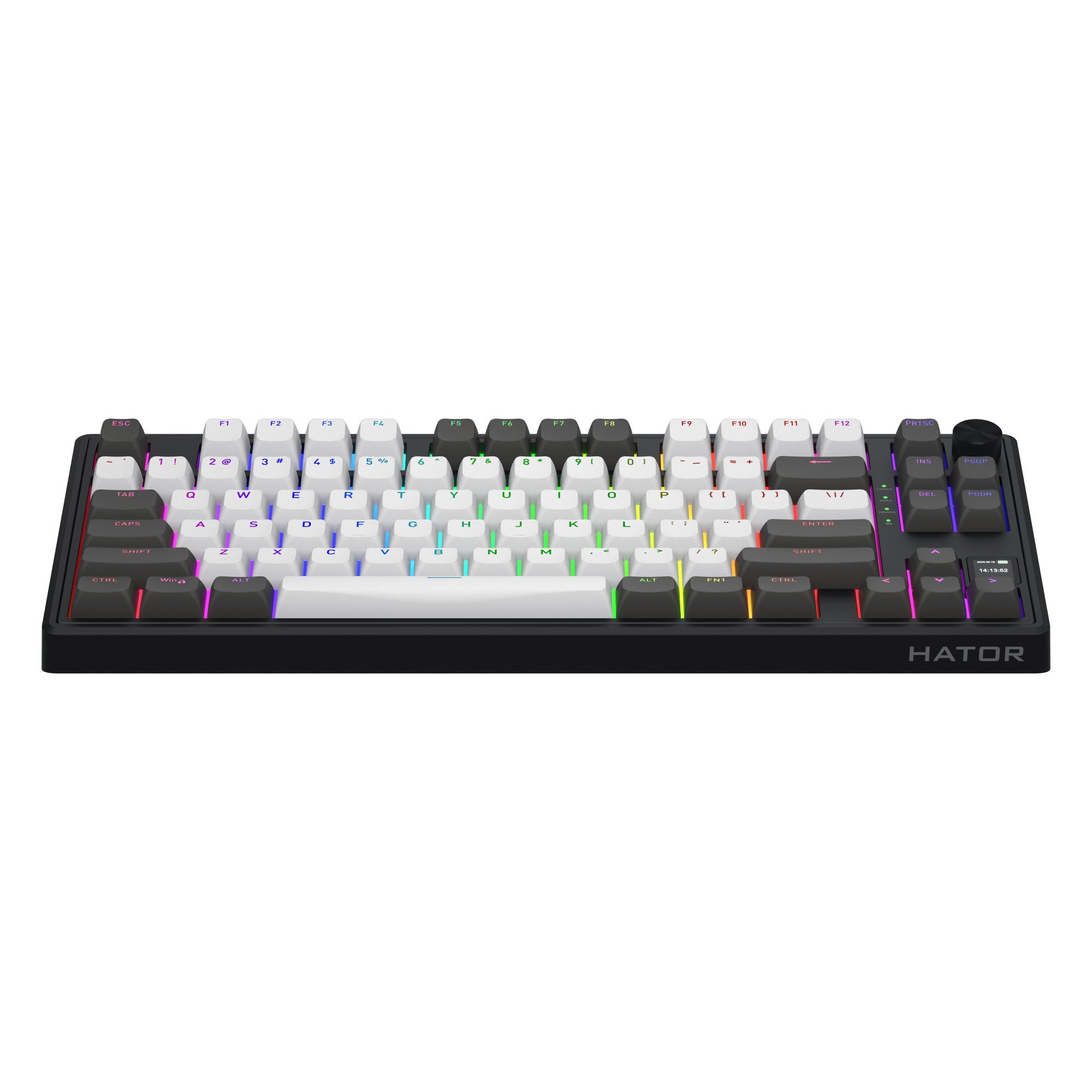 Hator skyfall pro wireless rgb mechanisch gaming toetsenbord (zwart, us lay-out (qwerty), hator aurum vanilla silent, 80% (tkl), rgb, double-shot pbt, hot-swap, 2.4ghz | bluetooth | usb-c)
