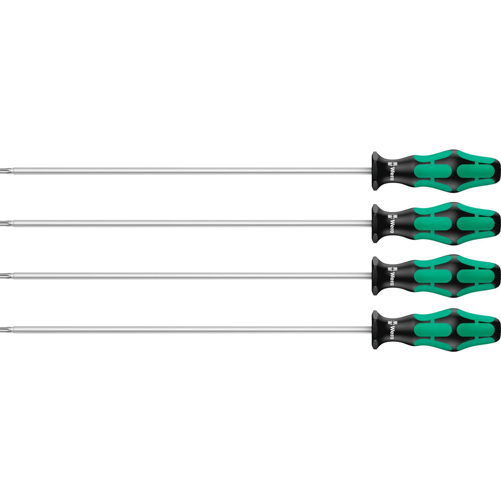 Wera 367 4 torx® hf kraftform plus schroevendraaierset met vasthoudfunctie met 300 mm lange klingen (zwart groen, 4‑delig)