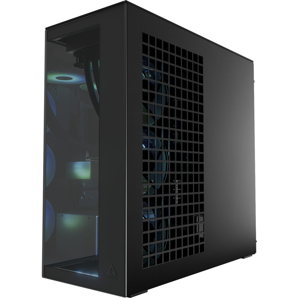 Arctic xtender vg midi tower behuizing (zwart (mat) | 2x usb-a | 1x usb-c | rgb | tempered glass)