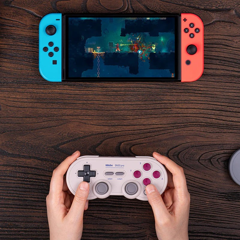 8bitdo sn30 pro gamepad (lichtgrijs, bluetooth, usb, pc, nintendo switch switch 2)