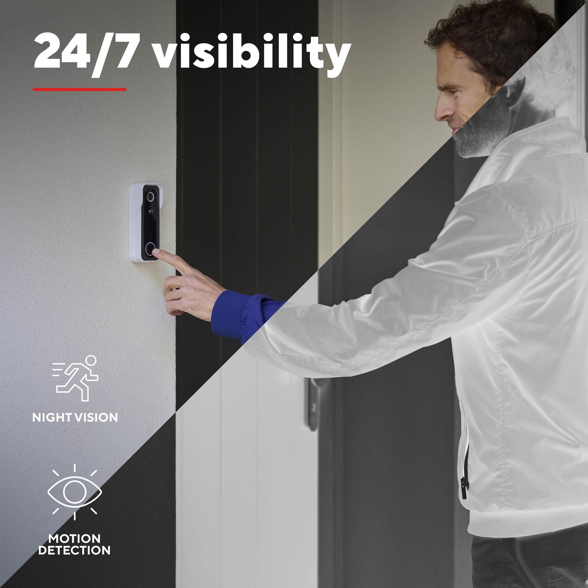 Trust doorcam-3000 slimme wifi deurbelcamera (wit zwart, 2.4 ghz wifi)