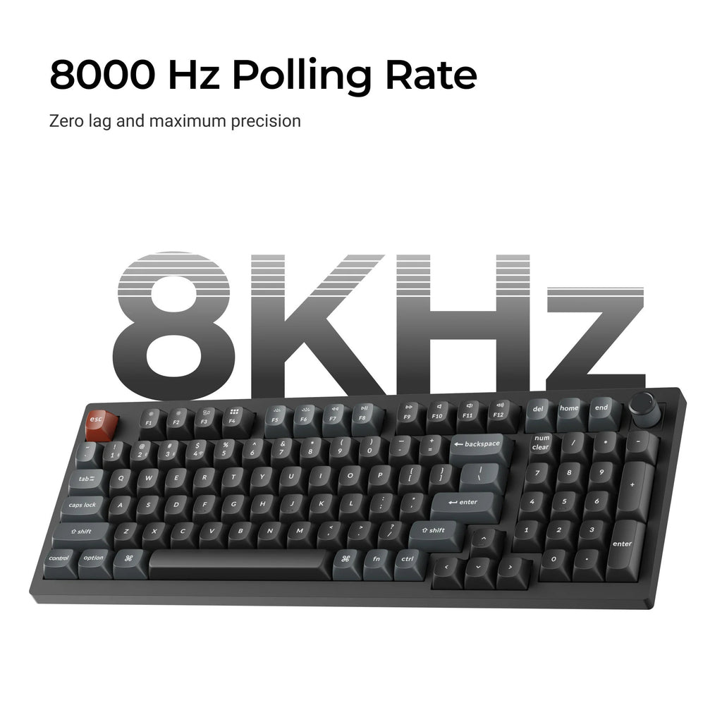 Keychron v5 ultra 8k wireless custom mechanical keyboard (zwart, us lay-out (qwerty), silk pom banana, 96%, rgb, hot swap, 2.4 ghz | bluetooth 5.3 | usb-c)